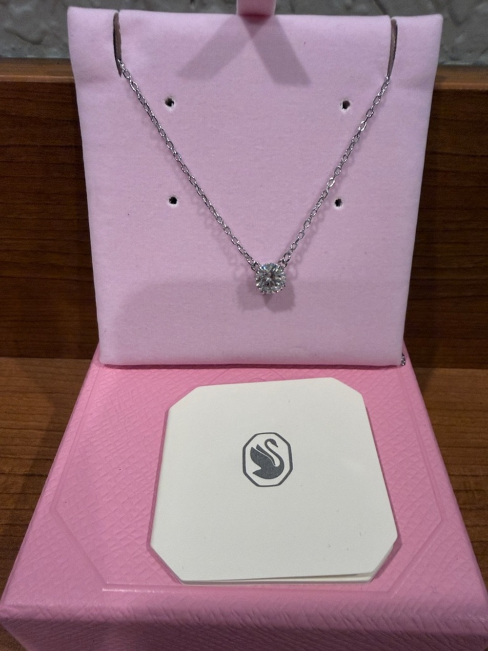 Swarovski Silver Solitaire Crystal Pendant Necklace